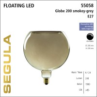 Segula ledlamp floating globe 200 smokey grey 6w e27 240 lumen