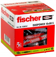 (G103) Fischer pluggen standaard incl. zeskantschroef diameter 10mm lengte 80mm (doos van 10 stuks)